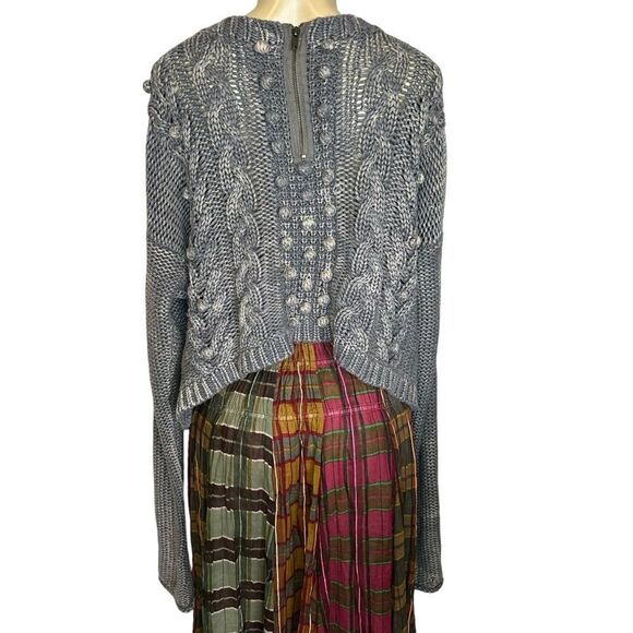 Elizabeth & James Kennedy grey/cream Pom Pom knit sweater large - Picture 4 of 8